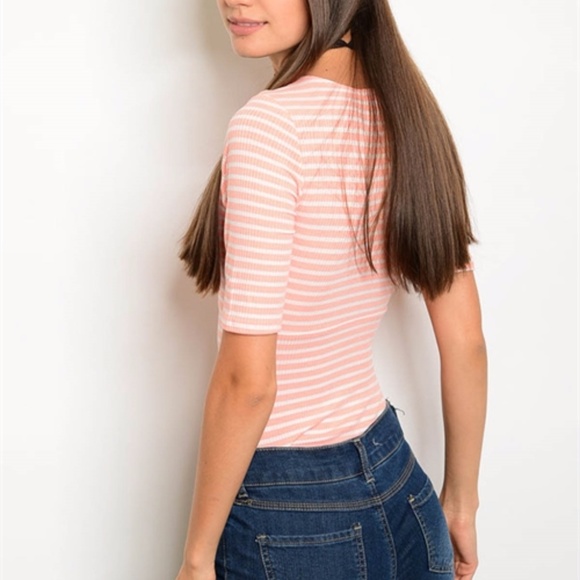 sale ⚡️ Pink Striped Bodysuit - Picture 2 of 2